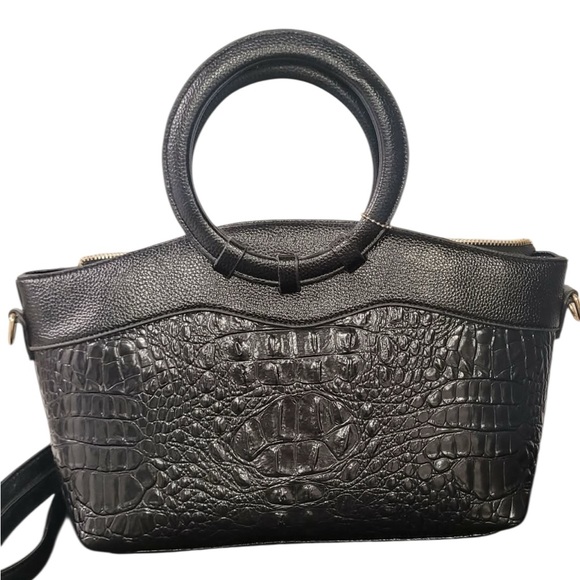 👜🐊 Croc-Embossed Structured Satchel Handbag | New with Strap 🐊👜 - Picture 6 of 16